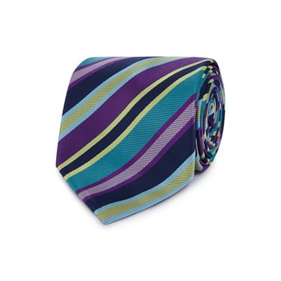 Multi-coloured striped tie